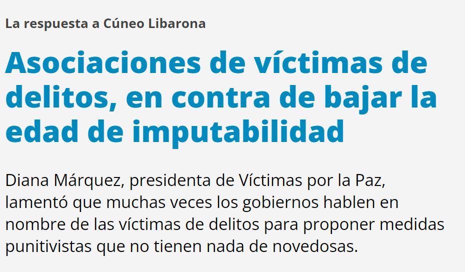 Argentina: Víctimas en contra de bajar la edad de imputabilidad
