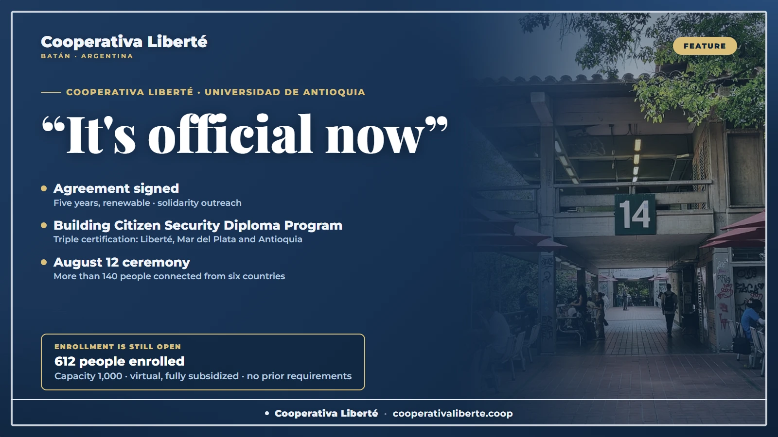 “It's official now”: the ceremony for the agreement with Universidad de Antioquia