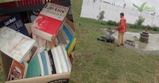 Más donaciones: una cortadora de césped y libros para Liberté