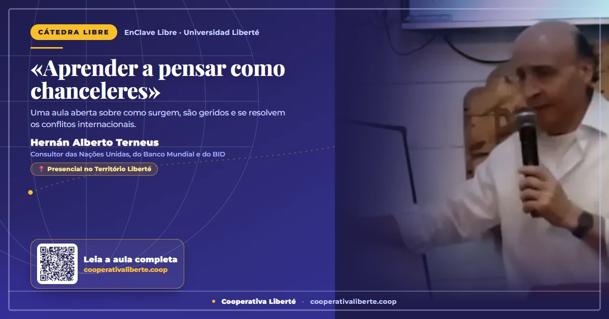 «Aprender a pensar como cancilleres»: Hernán Alberto Terneus dio una clase sobre conflictos internacionales en Liberté